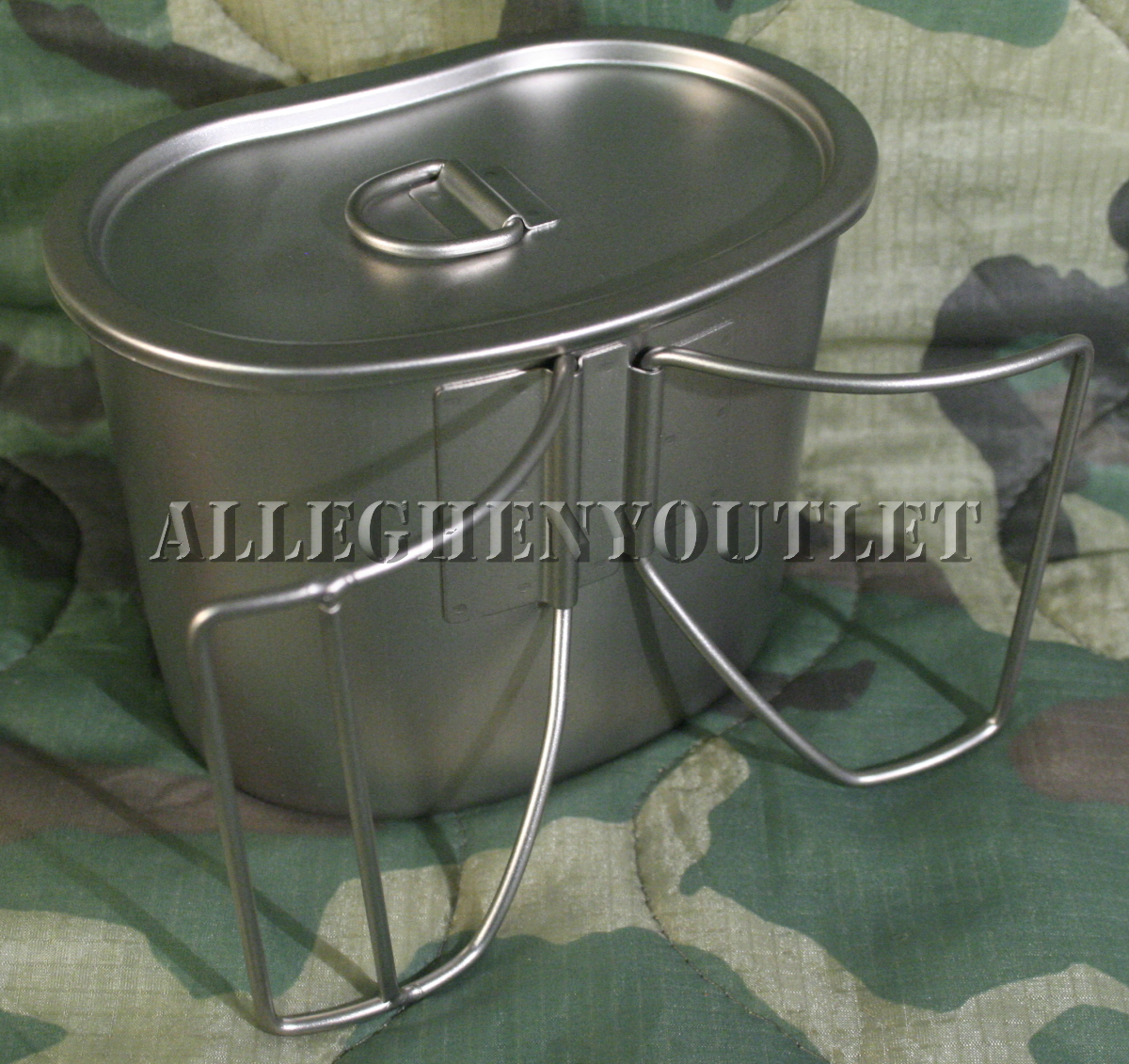 GI Style Stainless Steel Canteen Cup w/ Lid Metal Military Camping