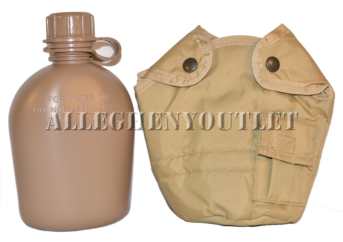 2 Pc US Military 1QT COYOTE CANTEEN SET USMC 1 QUART TAN CANTEEN COVER
