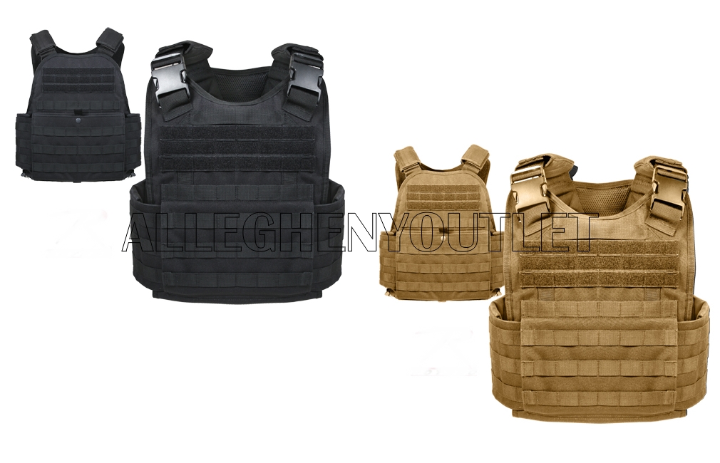 MOLLE COMPATIBLE PLATE CARRIER VEST BALLISTIC SOFT ARMOR COYOTE / BLACK