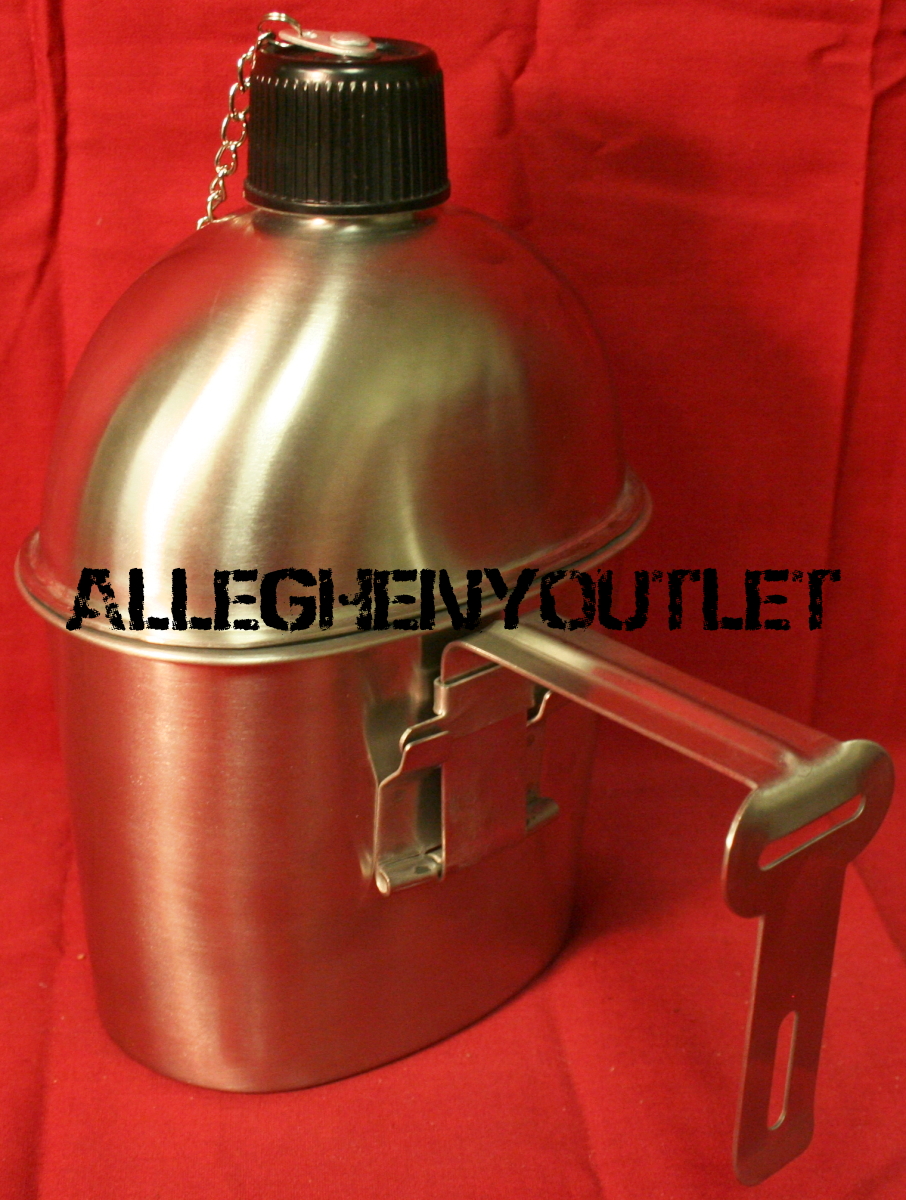 Military Stainless Steel Canteen with Cup & USGI Army OD Nylon Canteen