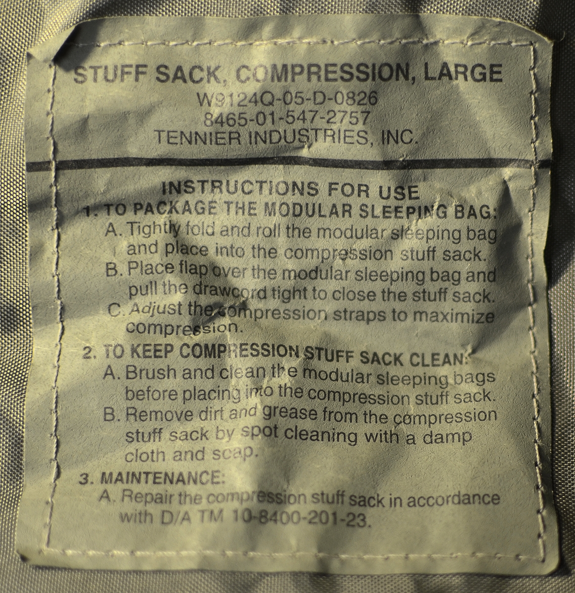 USGI Military Modular Sleep System MSS Large Foliage COMPRESSION STUFF