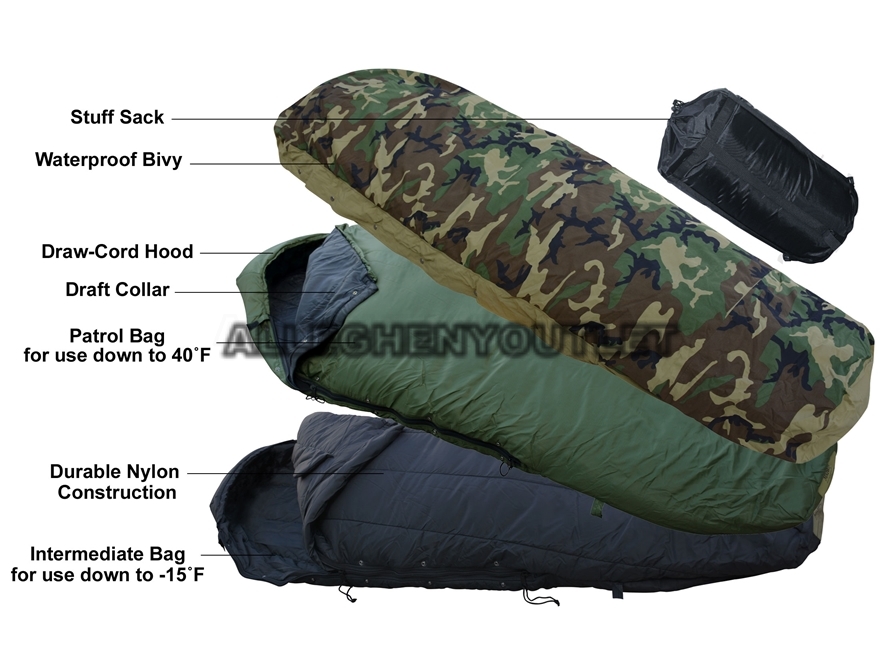 4Piece 40° Modular Sleep System MSS Military Sleeping Bag w Goretex